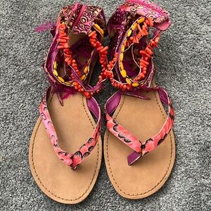 Zigi Soho Pink Stacked Ankle Boho Zip Up Sandals Sz 9